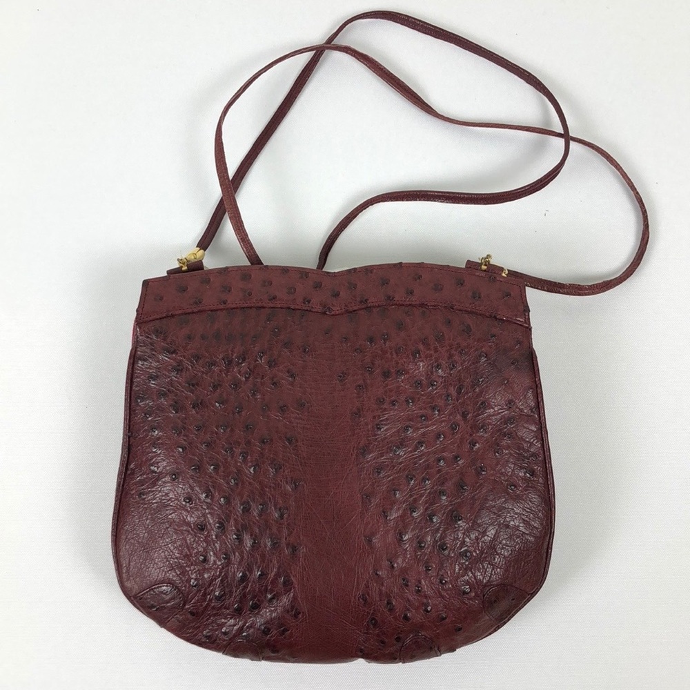 Alfred Roth Ostrich Maroon Purse Handbag